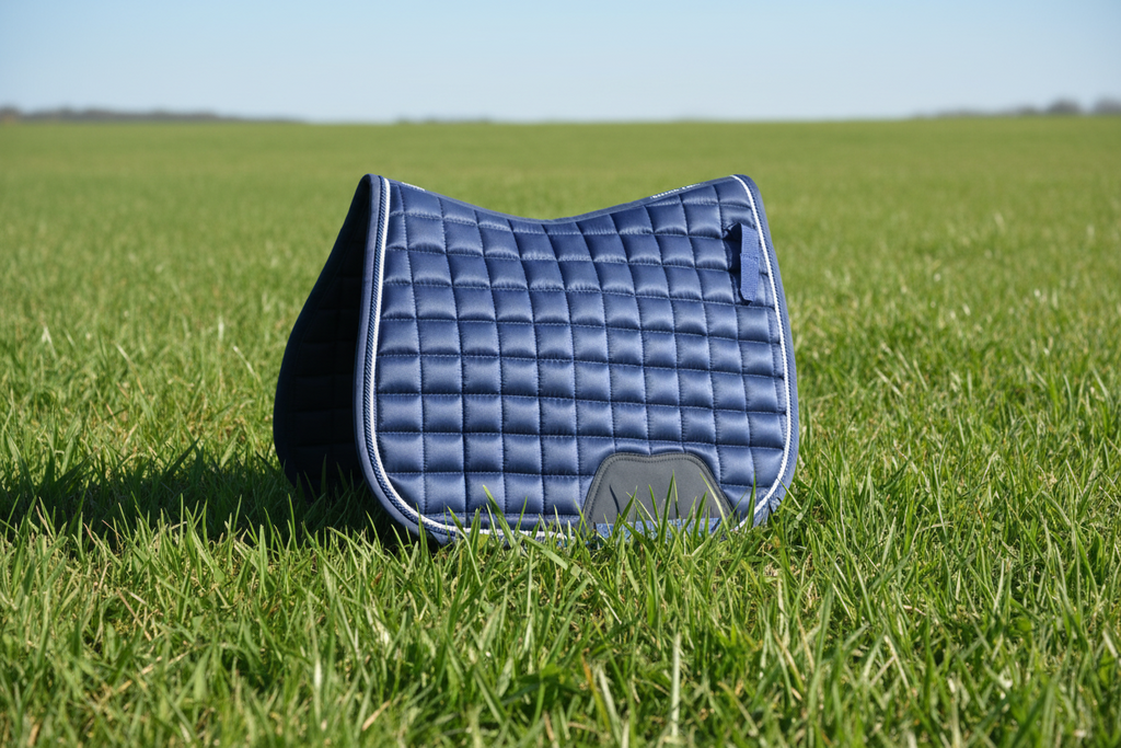 Blue Horse Saddle Pad  for Jumping with Ear Bonnet, Bell Boot Classic Riding Gear