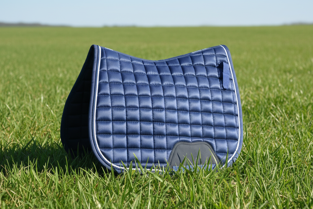 Blue Horse Saddle Pad  for Jumping with Ear Bonnet, Bell Boot Classic Riding Gear