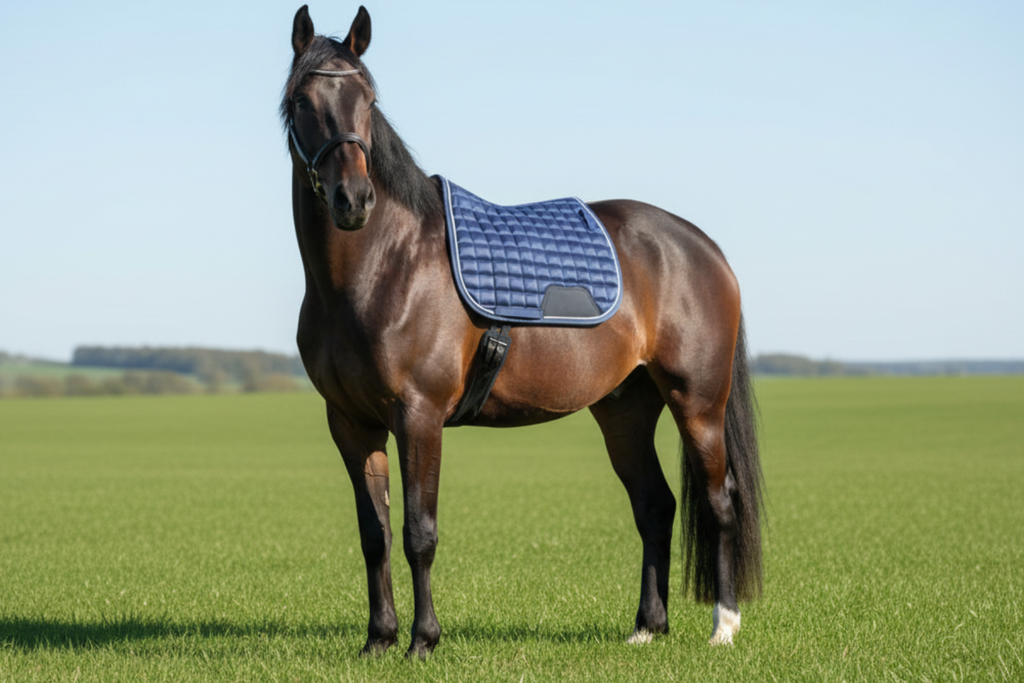 Blue Horse Saddle Pad  for Jumping with Ear Bonnet, Bell Boot Classic Riding Gear
