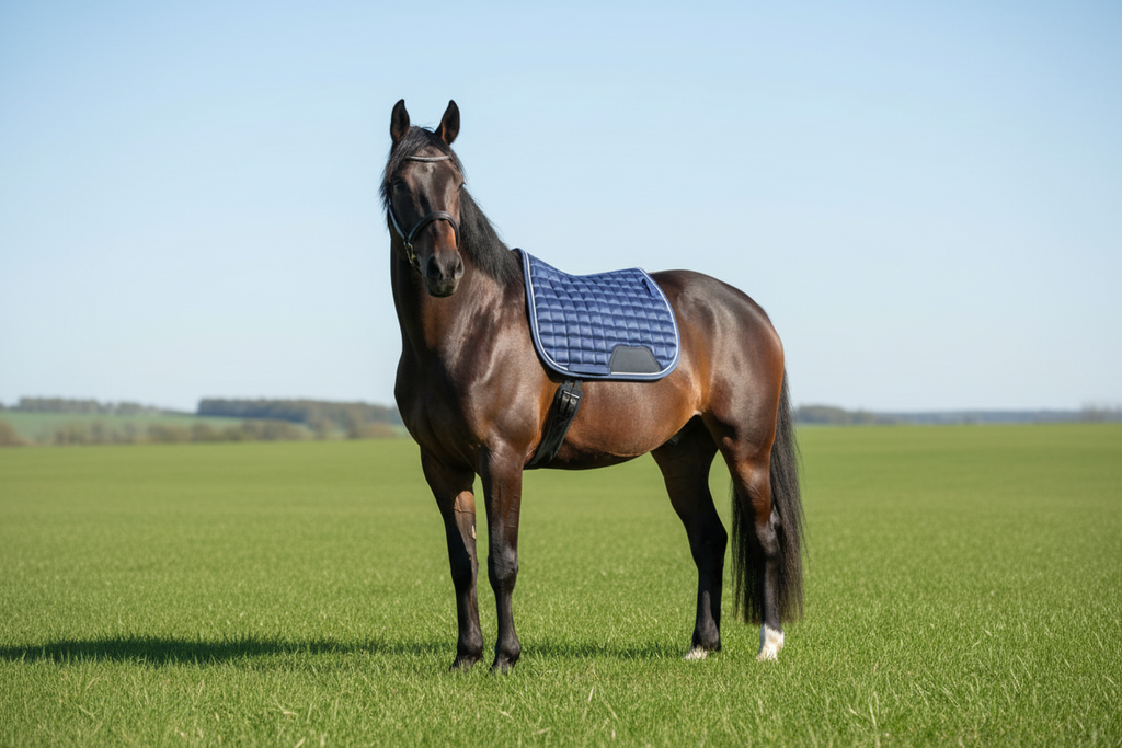 Blue Horse Saddle Pad  for Jumping with Ear Bonnet, Bell Boot Classic Riding Gear