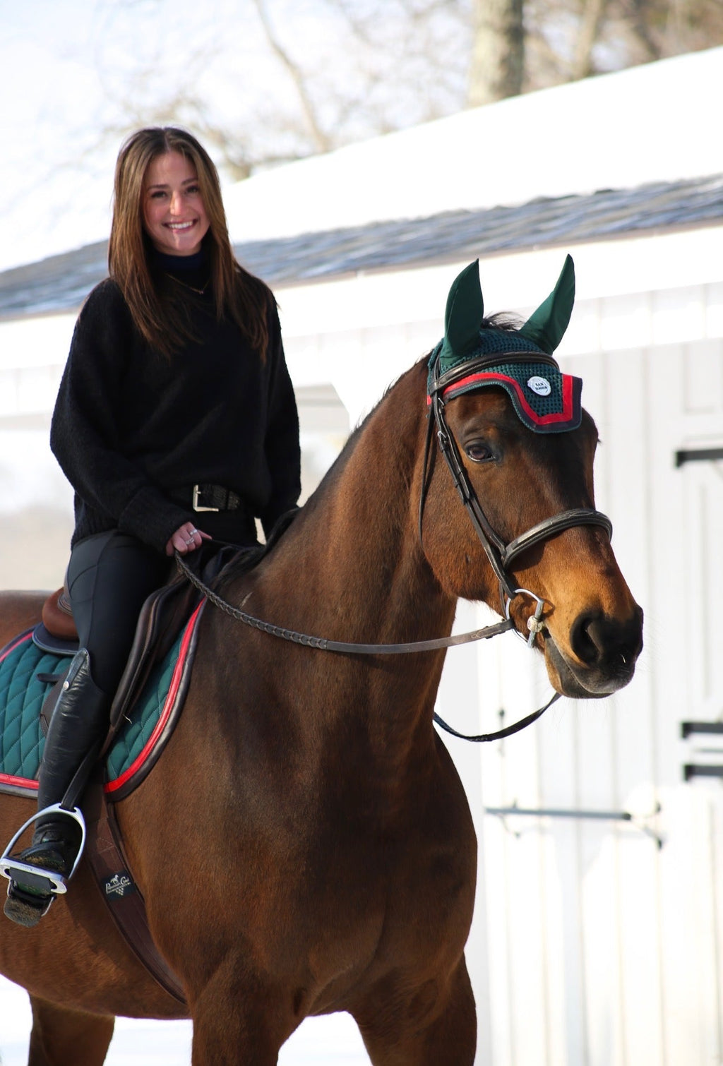 Horse Bonnet | Green- Brown & Red San Eligius