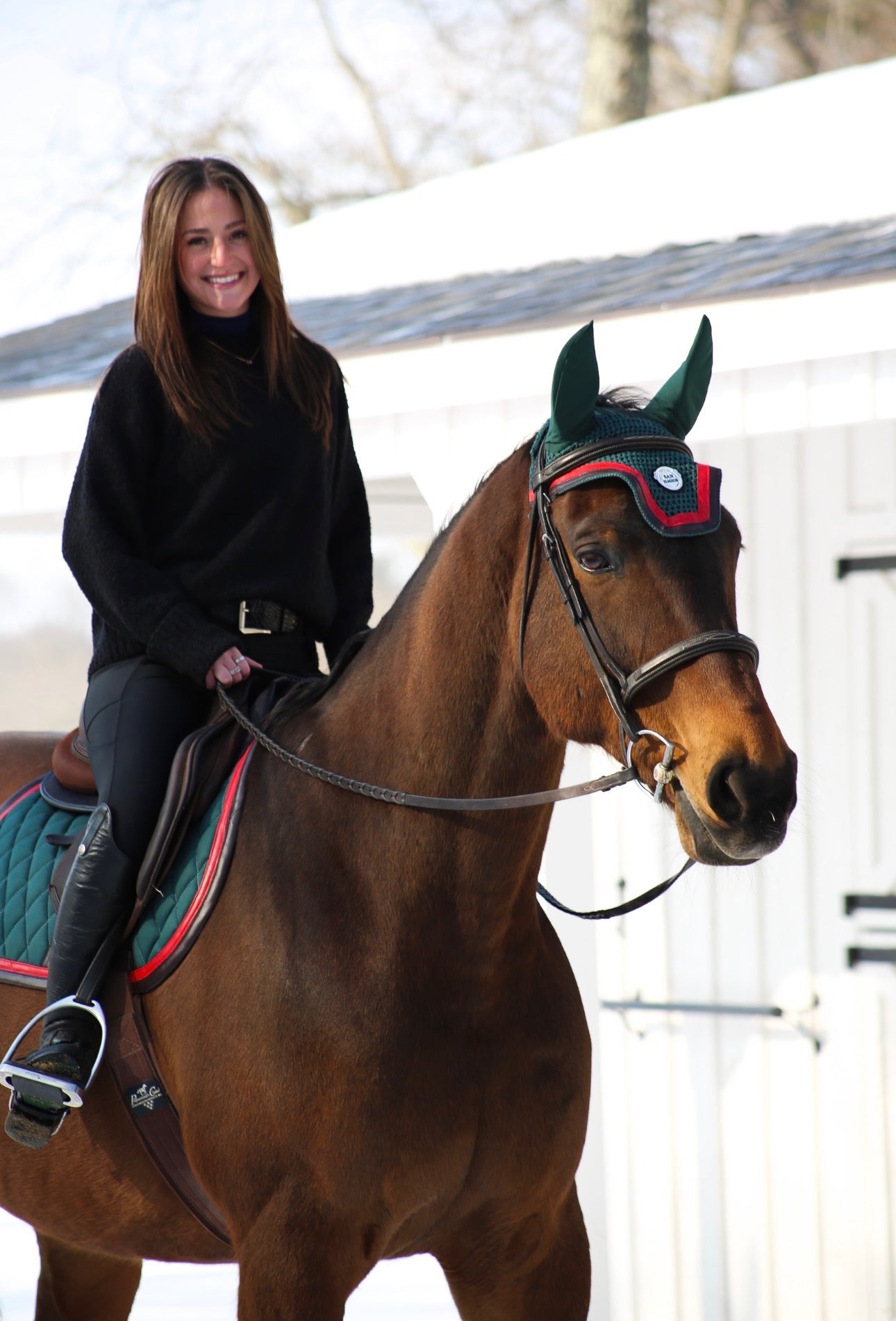 Horse Bonnet | Green- Brown & Red San Eligius