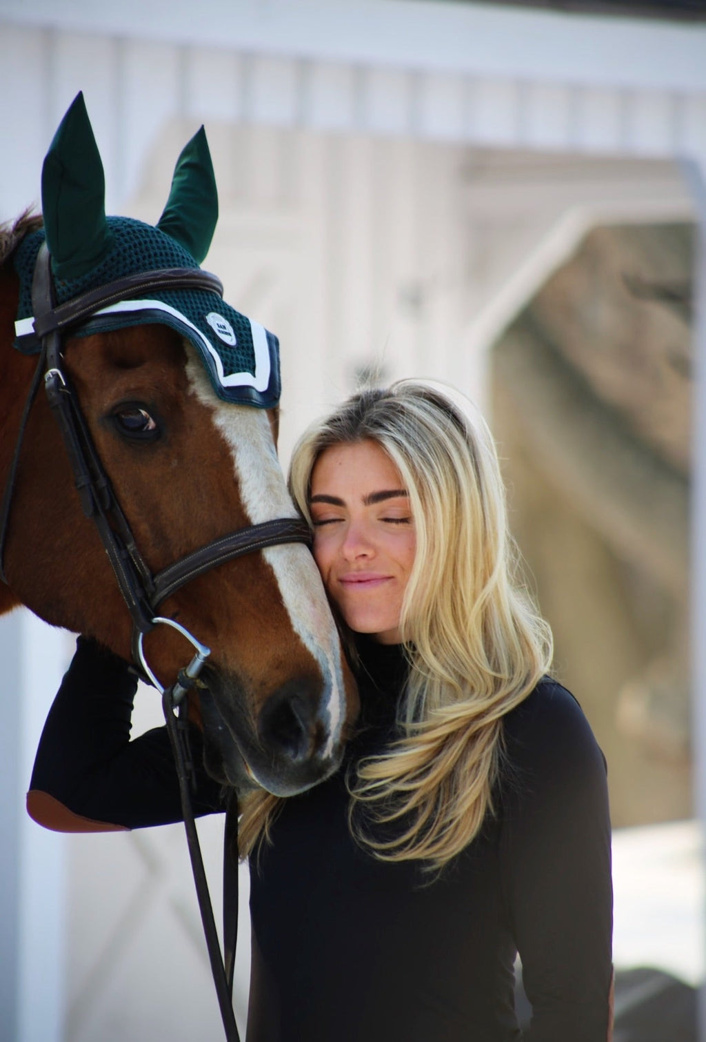 Horse Bonnet | Green- Black & White San Eligius