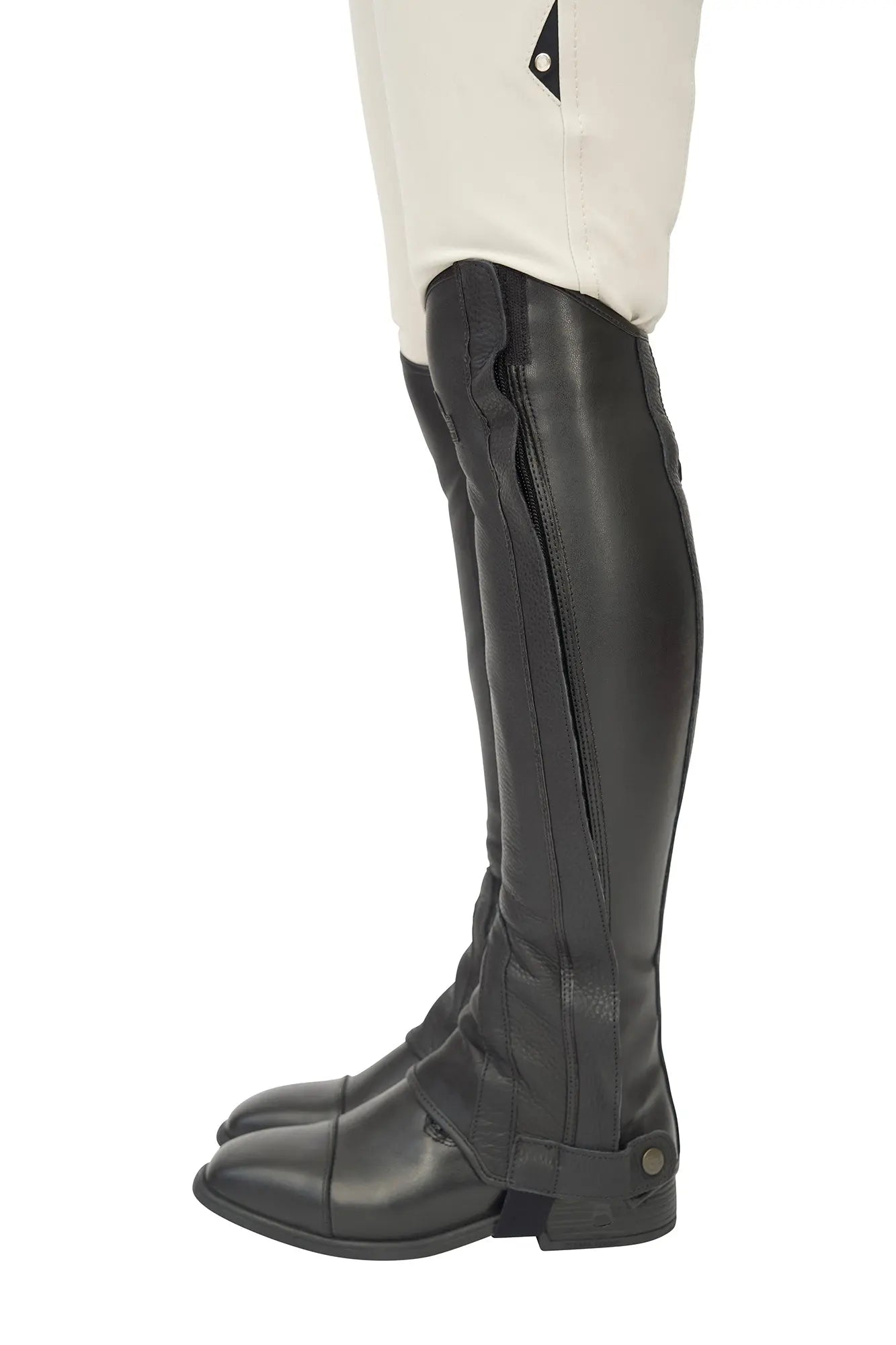 Grand Prix LC Italian Full Leather Half Chaps, Black Huntley Equestrian