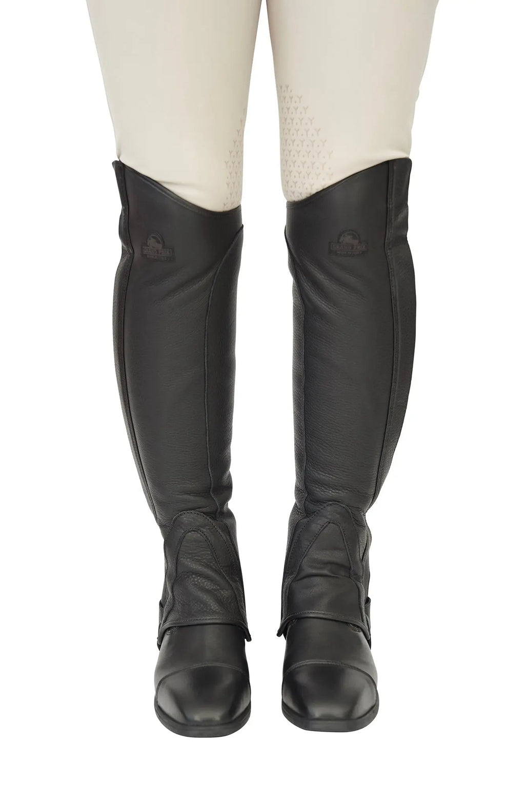 Grand Prix LC Italian Full Leather Half Chaps, Black Huntley Equestrian