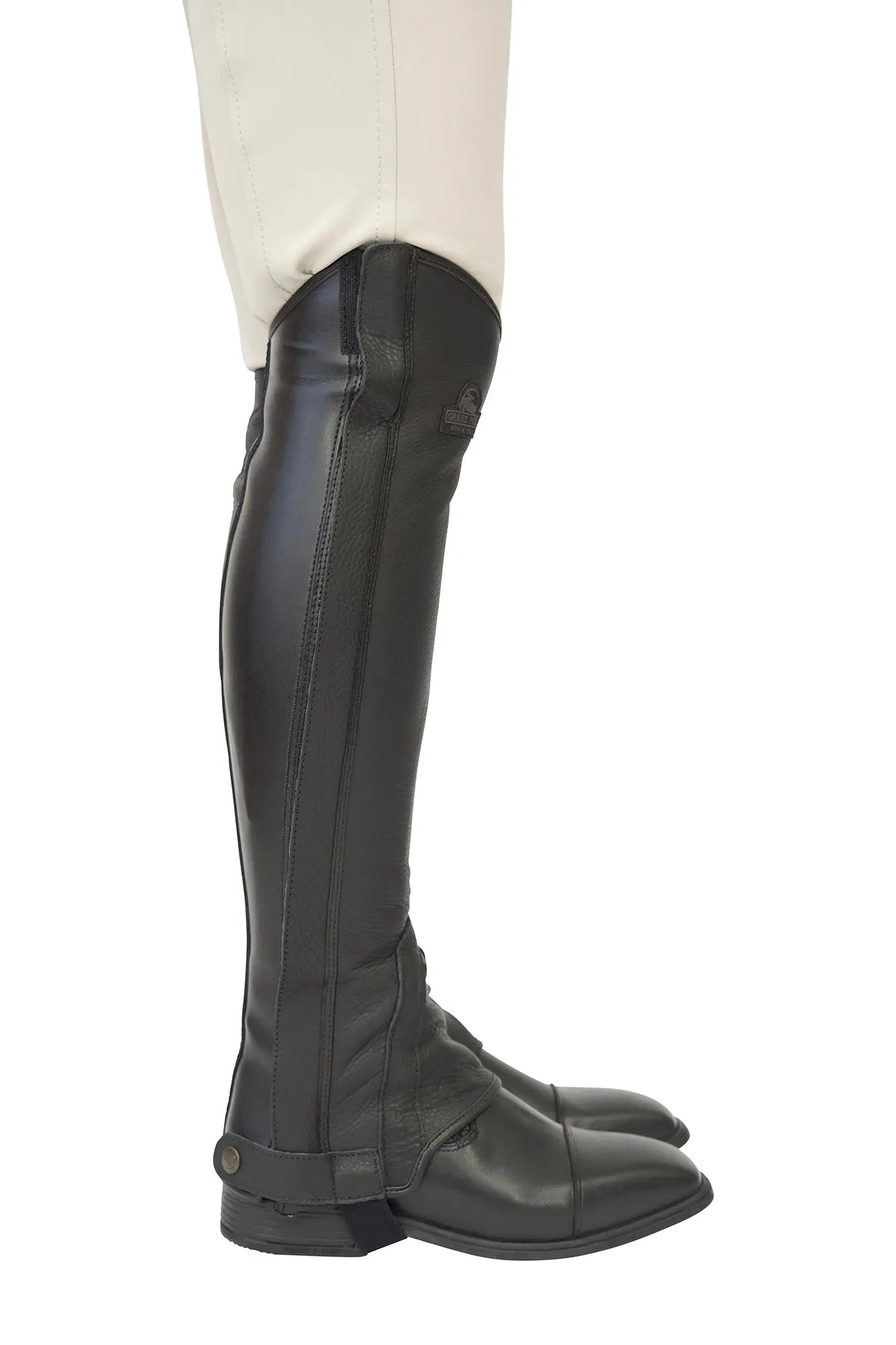 Grand Prix LC Italian Full Leather Half Chaps, Black Huntley Equestrian