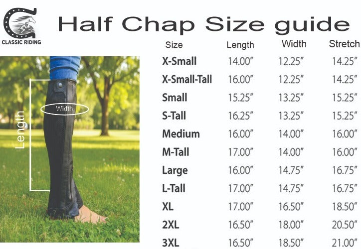 Half Chap Real Leather for Rider Classic Riding Gear