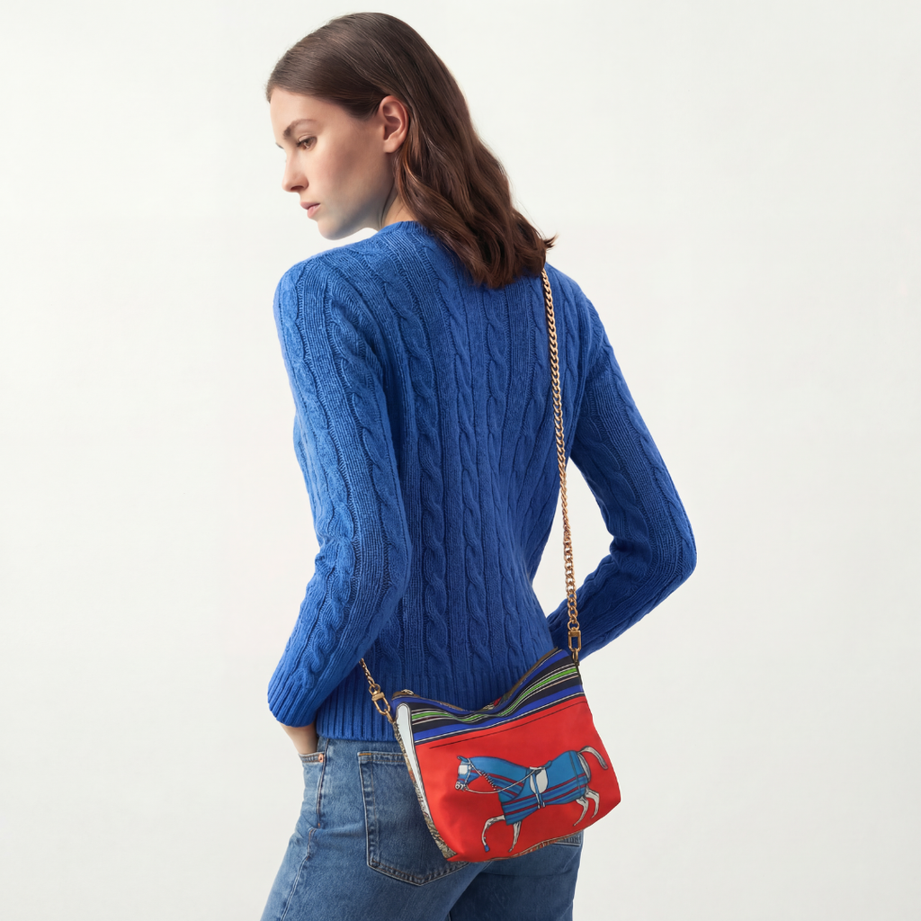 Couvertures et Tenues du Jour Red Vintage Scarf Crossbody Bag Vintage Luxe Up