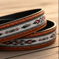 Western Leather Belt - Woven Aztec Baja Leather