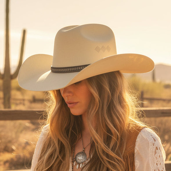 Cattlemen's Cowboy Hat | Beige Canvas Baja Leather