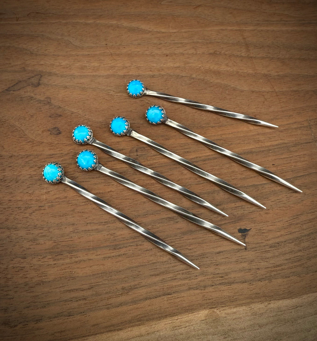 Turquoise Sterling Silver Cowboy Toothpick - Hat Pin Boles Silver