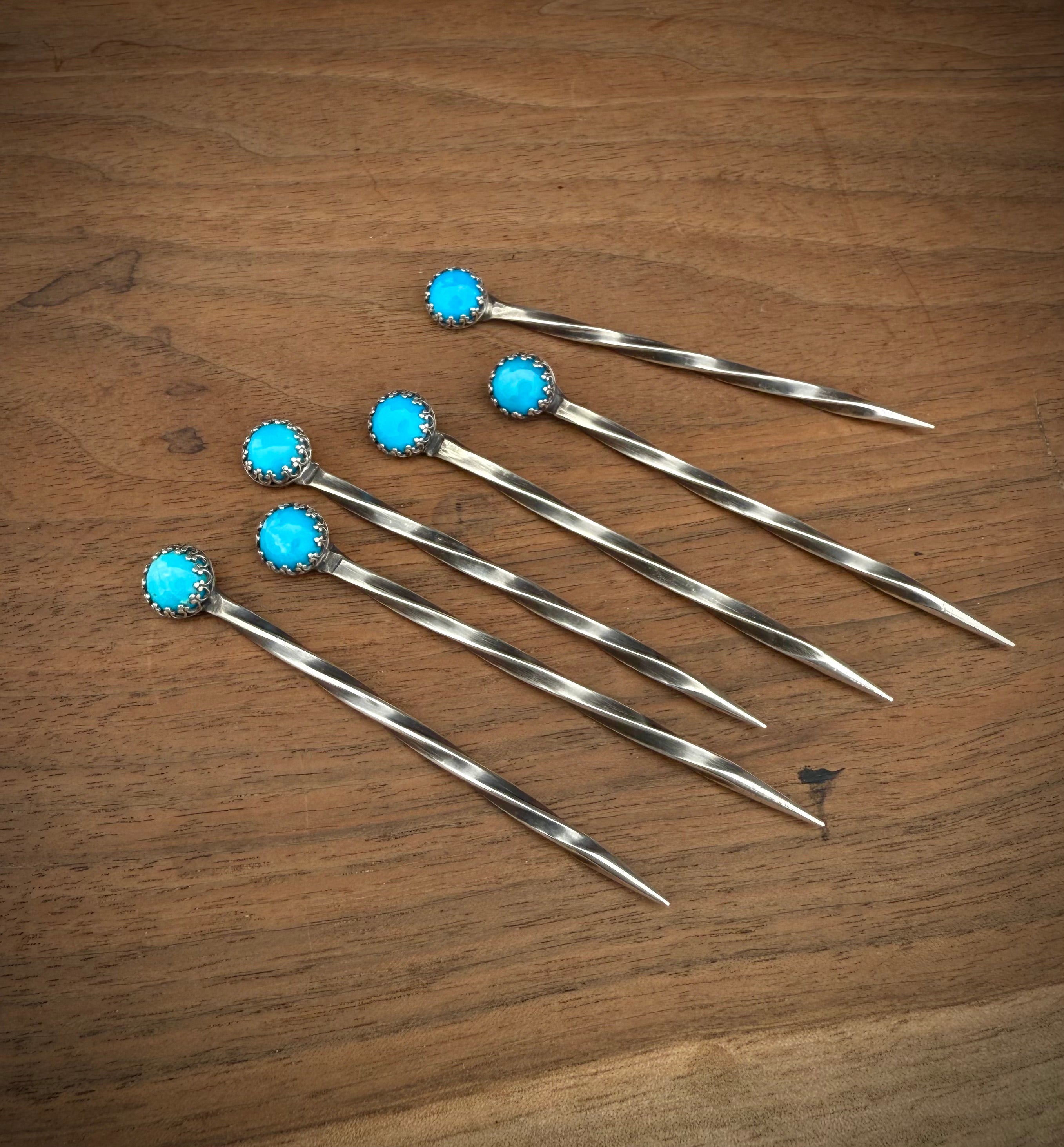 Turquoise Sterling Silver Cowboy Toothpick - Hat Pin Boles Silver