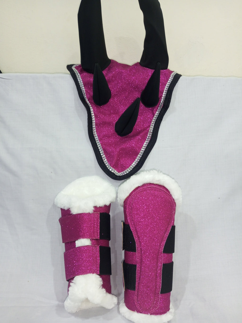 Pink Dragon Saddle Pad Set with Ear Bonnet & Boots Classic Riding Gear