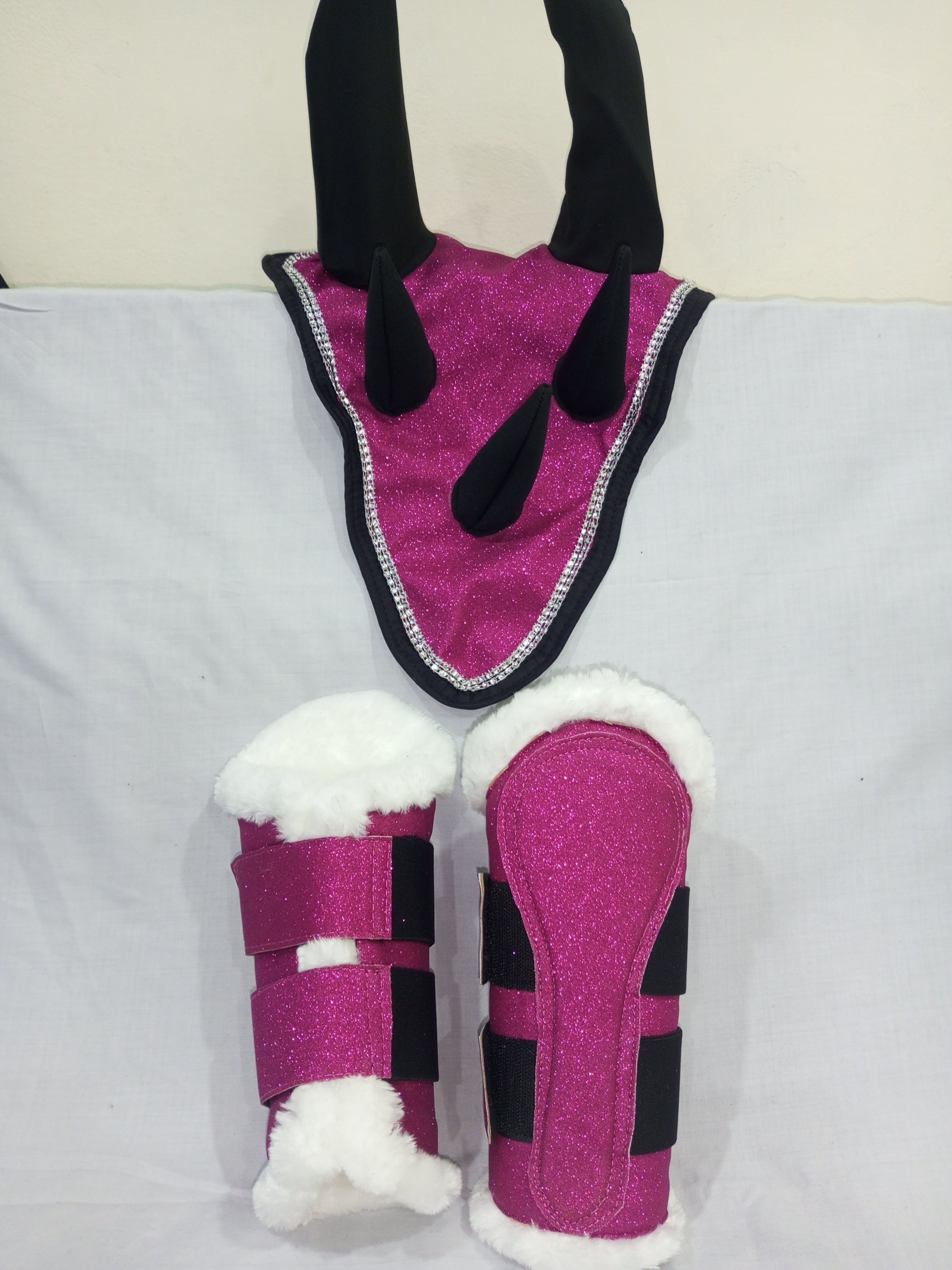Pink Dragon Saddle Pad Set with Ear Bonnet & Boots Classic Riding Gear