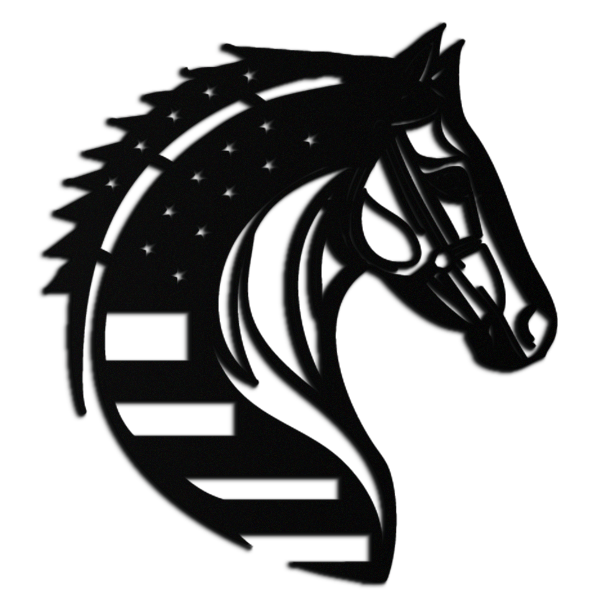 American Flag Horse Head Metal Wall Art – Patriotic Black Steel Equine Decor for Home, Barn and Ranch Interiors- KAF445 Enova Art