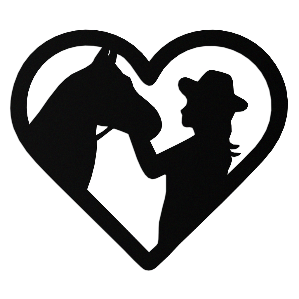 Girl and Horse Silhouette Heart Metal Wall Art – Farmhouse Horse Lover Gift- KAF548 Enova Art
