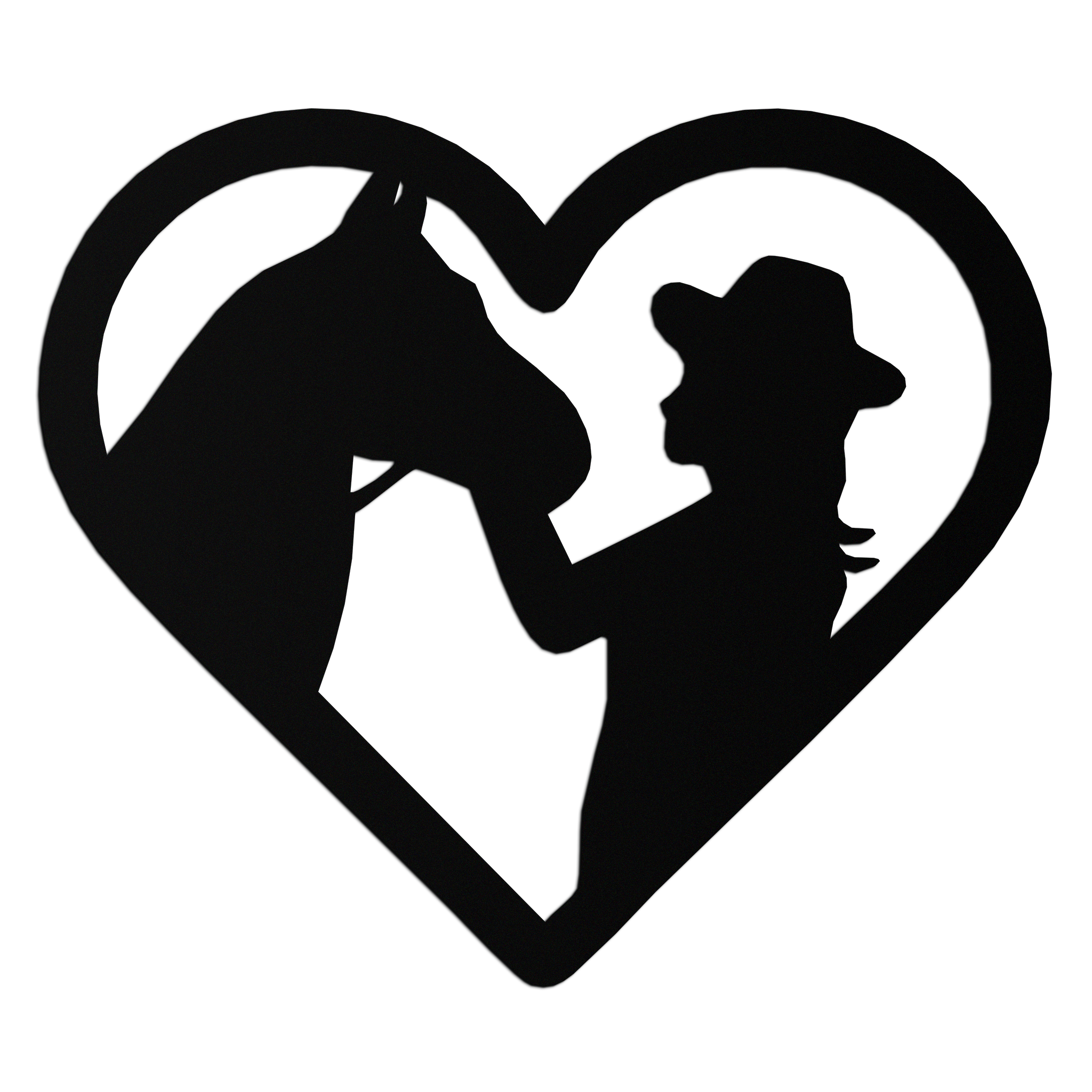 Girl and Horse Silhouette Heart Metal Wall Art – Farmhouse Horse Lover Gift- KAF548 Enova Art