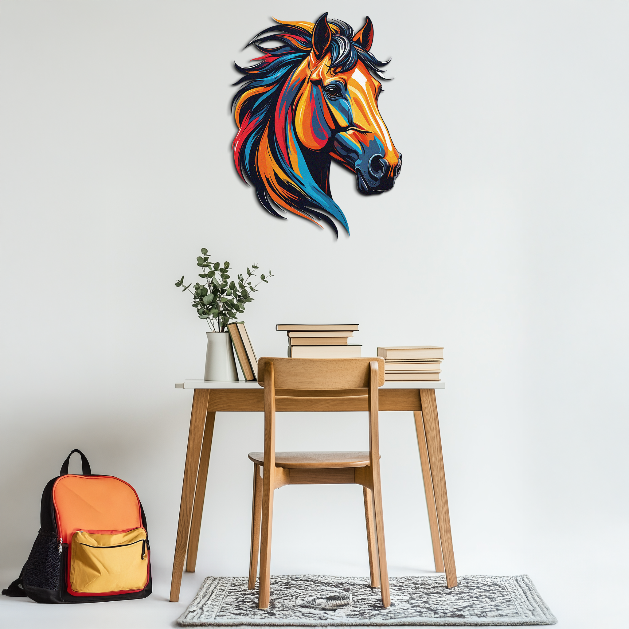 Colorful Horse Head Metal Wall Art – Vibrant UV Printed Decor-KAFUVM015 Enova Art