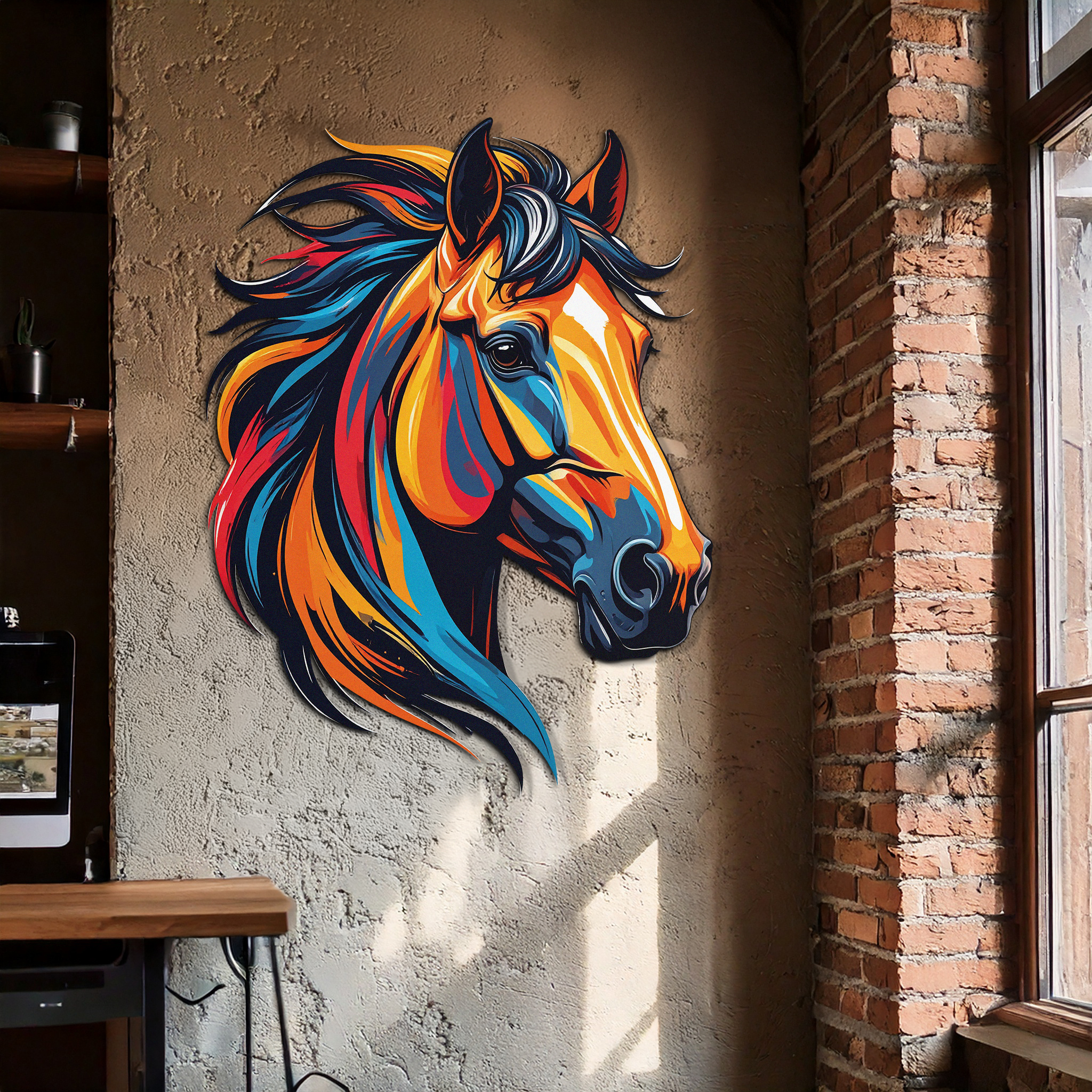 Colorful Horse Head Metal Wall Art – Vibrant UV Printed Decor-KAFUVM015 Enova Art