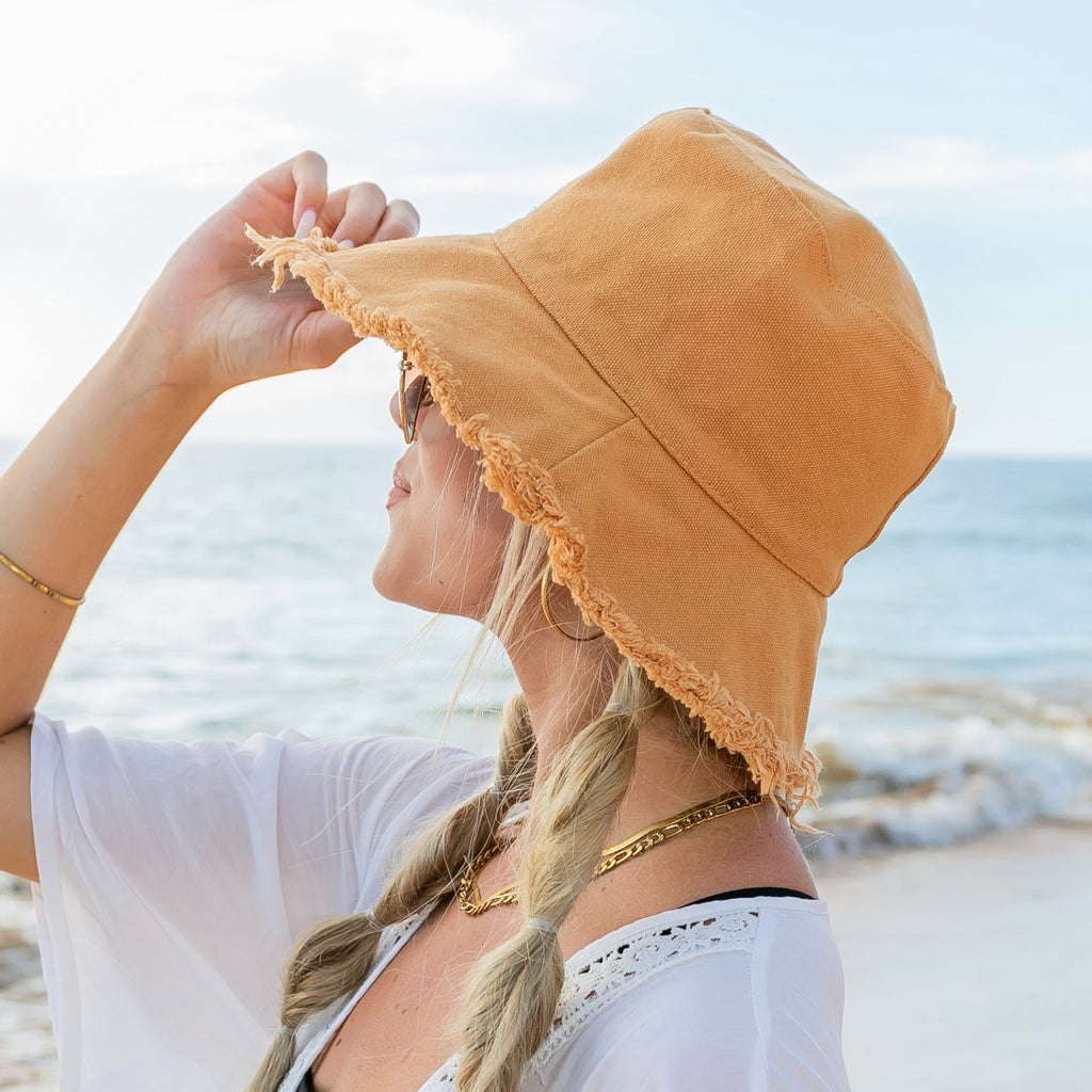 Frayed Edge Canvas Bucket Hat Aili's Corner