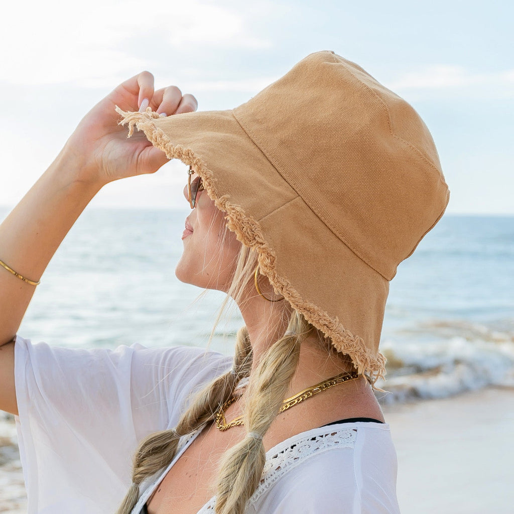 Frayed Edge Canvas Bucket Hat Aili's Corner