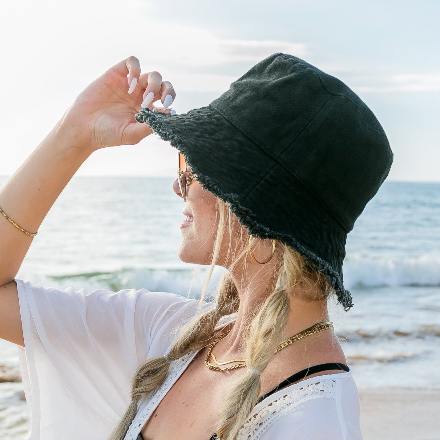 Frayed Edge Canvas Bucket Hat Aili's Corner