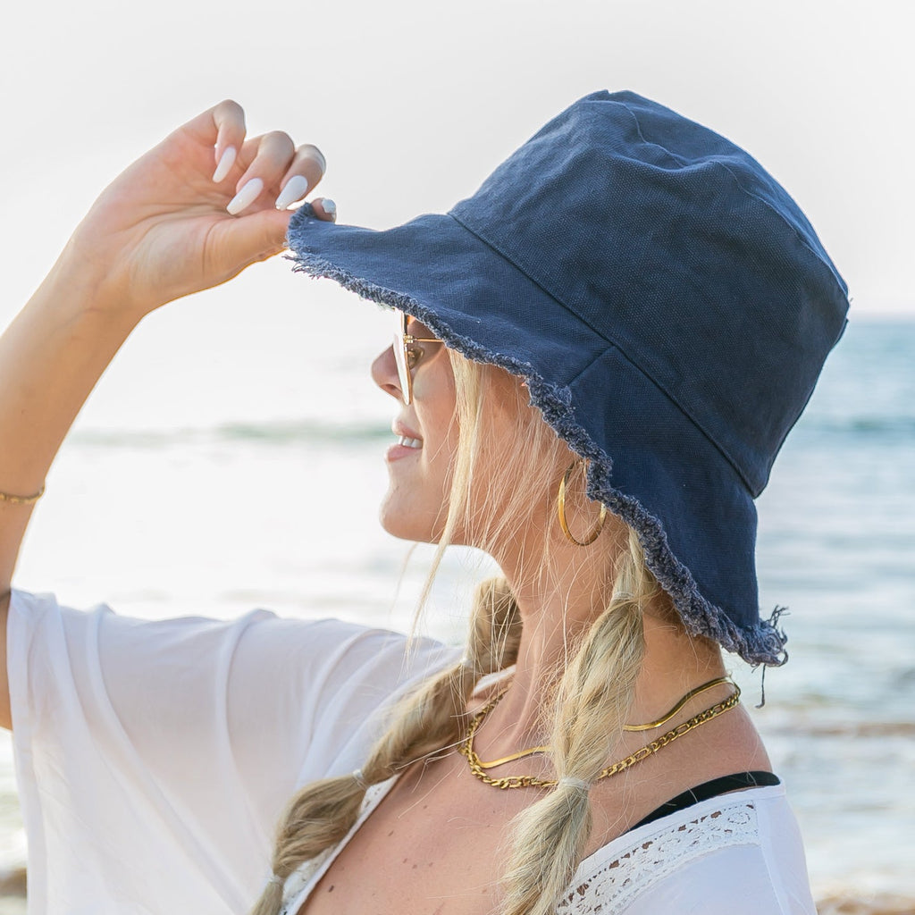 Frayed Edge Canvas Bucket Hat Aili's Corner