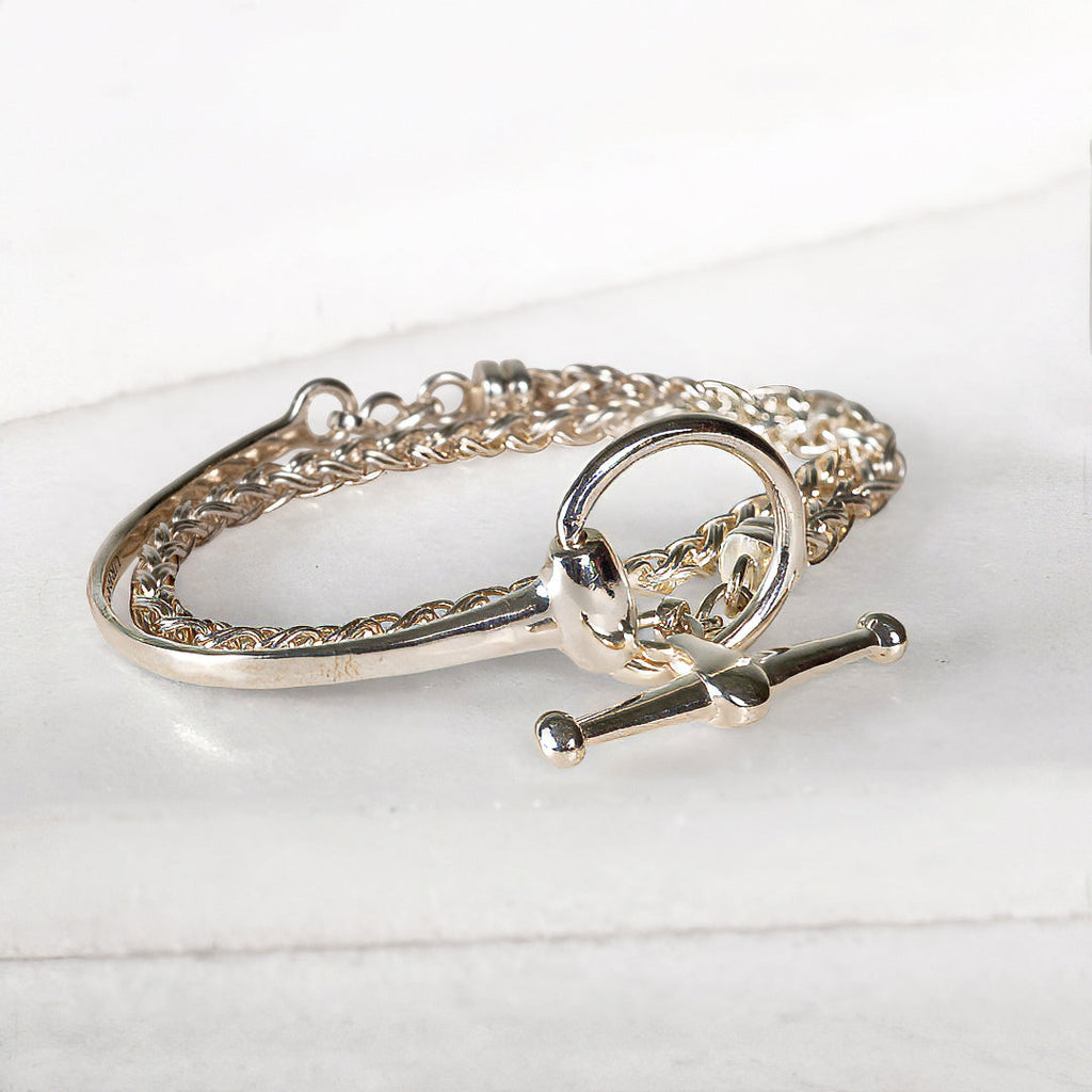 Odeza - Wrap Around Horse Bit Bracelet in Silver & Black Urban-Equestrian