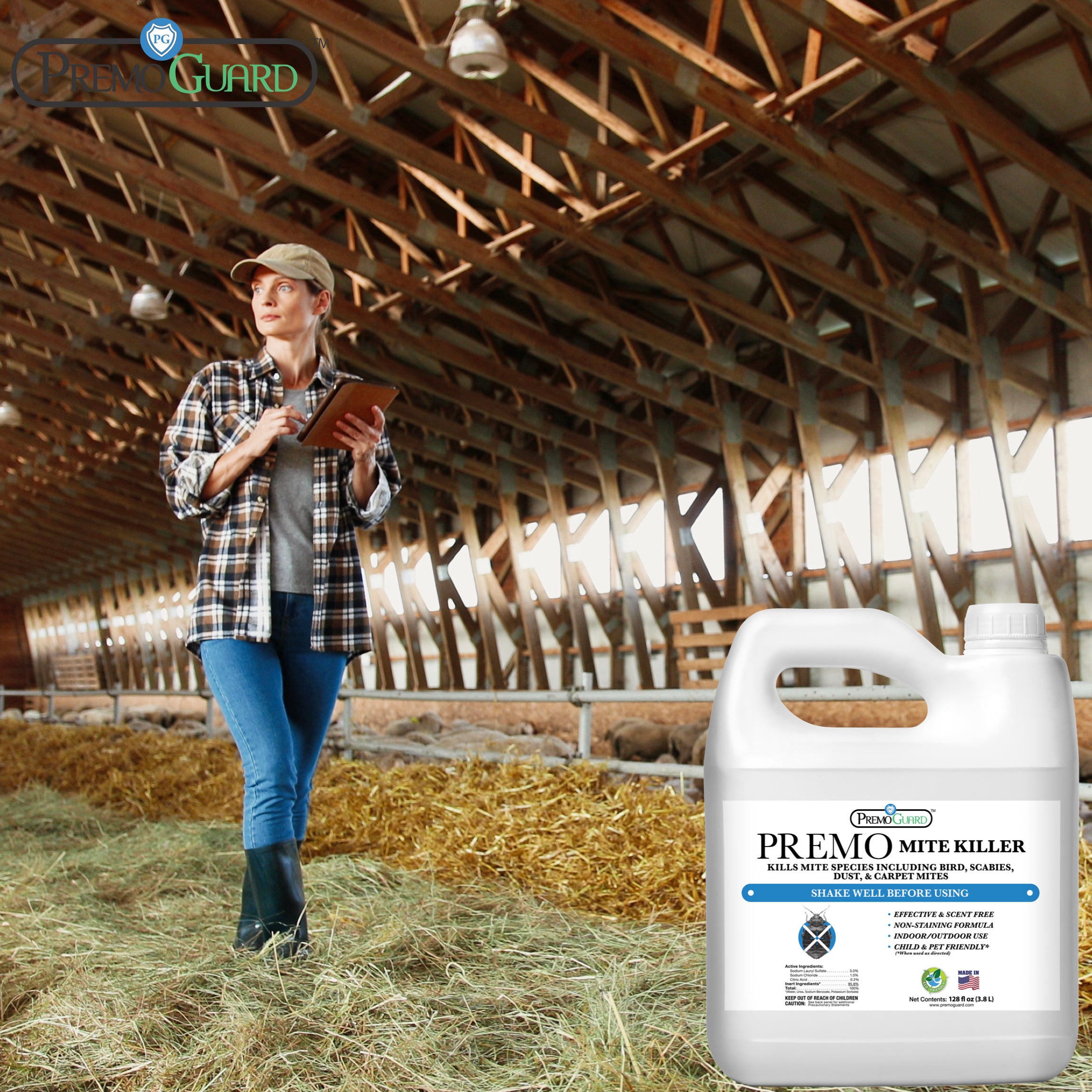 Mite Killer Spray 128 oz | Natural & Non-Toxic | Premo Guard Premo Natural Products