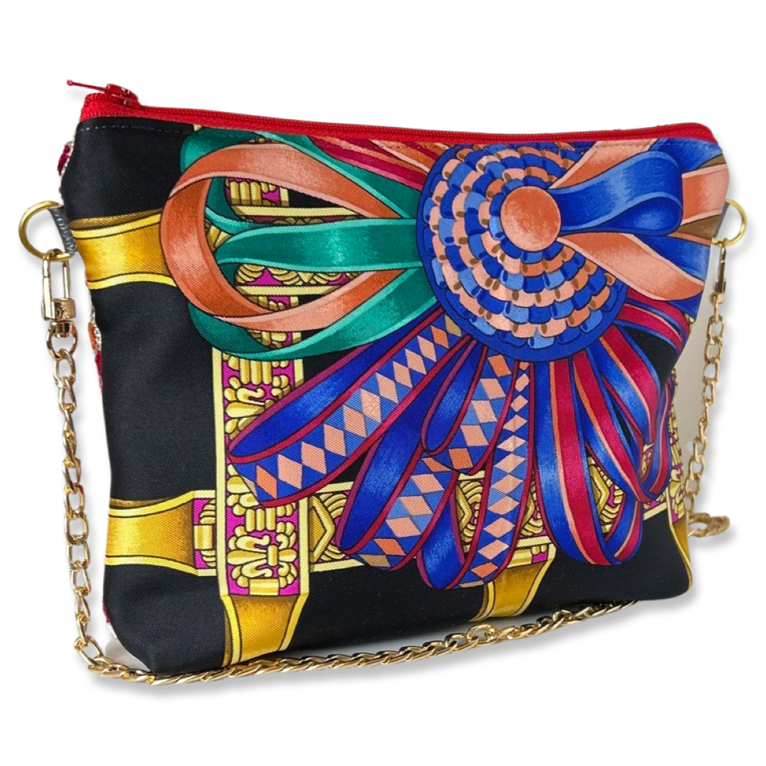 Rubans du Cheval Noir Vintage Silk Scarf Crossbody Bag Vintage Luxe Up