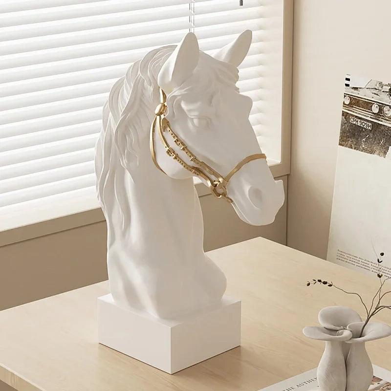 Galloping Horse Head Resin Sculpture Statue Modern Abstract Home Decor Office Desk Art Piece Elegant Gift for Equestrian Lovers Perfecsy