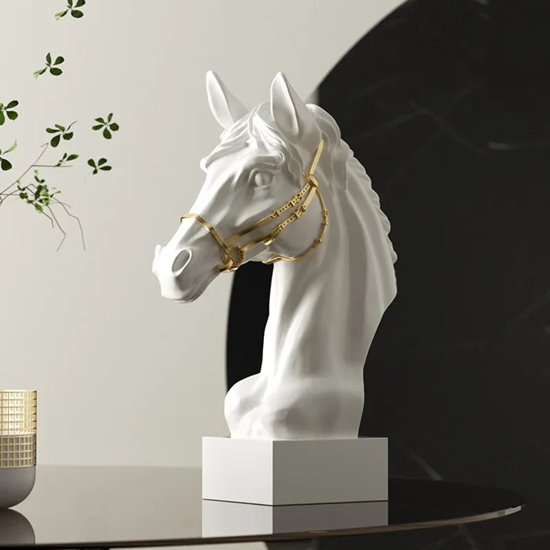 Galloping Horse Head Resin Sculpture Statue Modern Abstract Home Decor Office Desk Art Piece Elegant Gift for Equestrian Lovers Perfecsy