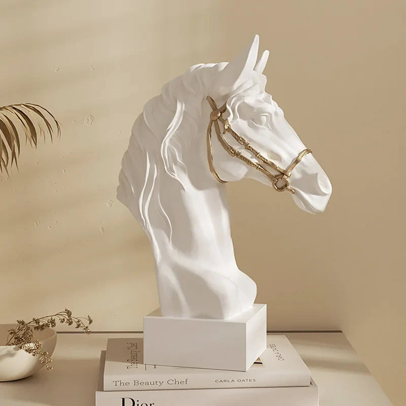 Galloping Horse Head Resin Sculpture Statue Modern Abstract Home Decor Office Desk Art Piece Elegant Gift for Equestrian Lovers Perfecsy