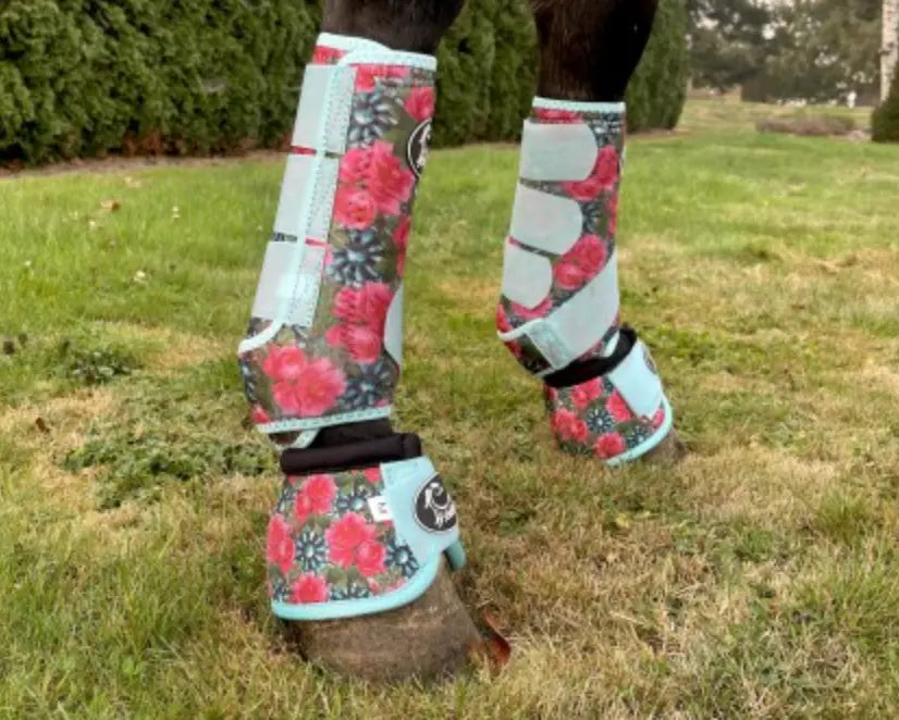 Turquoise Floral Bell Boots - 2 Pack Neon Spur