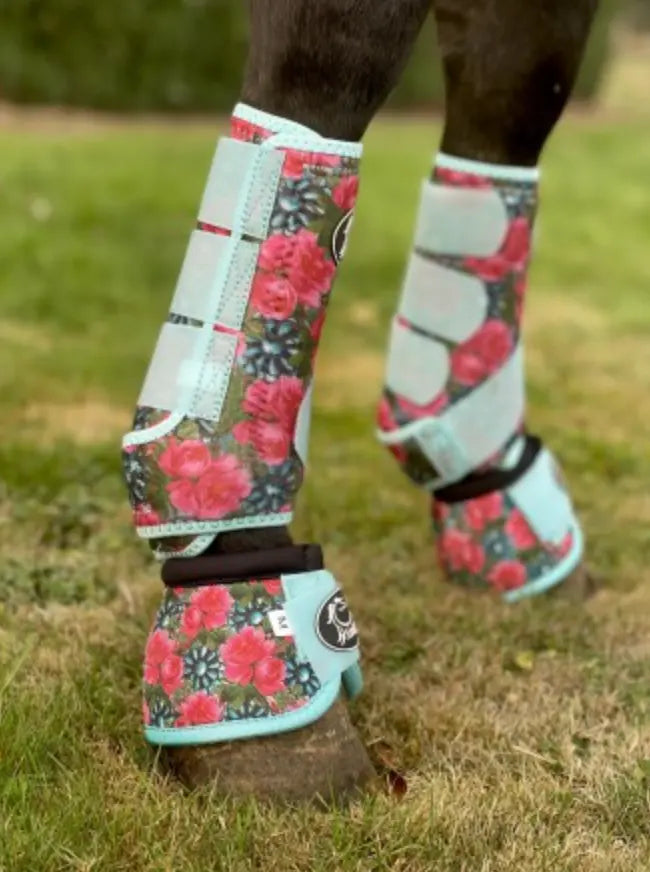 Turquoise Floral Bell Boots - 2 Pack Neon Spur