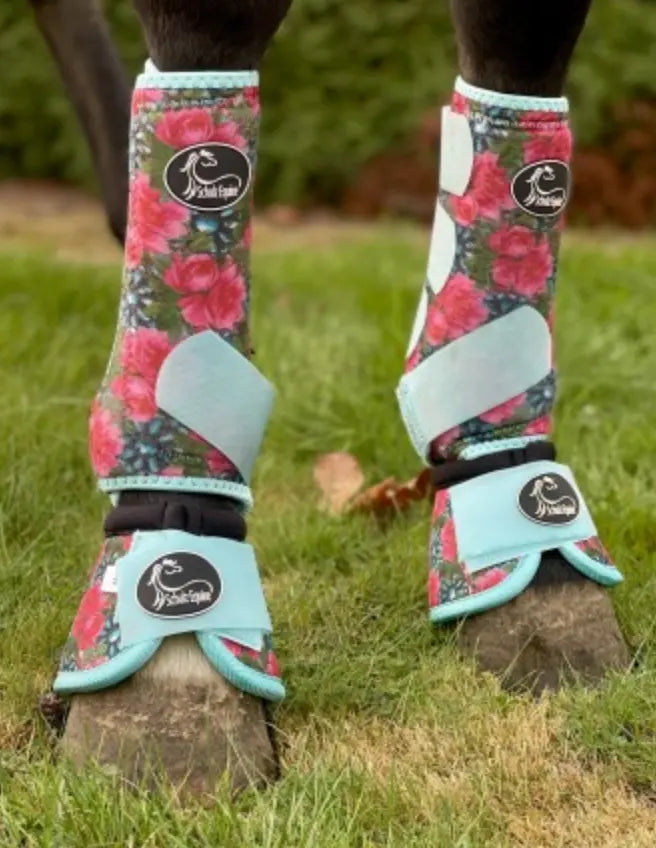 Turquoise Floral Bell Boots - 2 Pack Neon Spur