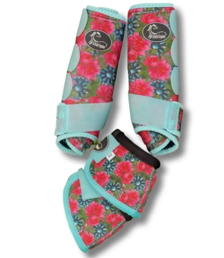 Turquoise Floral Bell Boots - 2 Pack Neon Spur