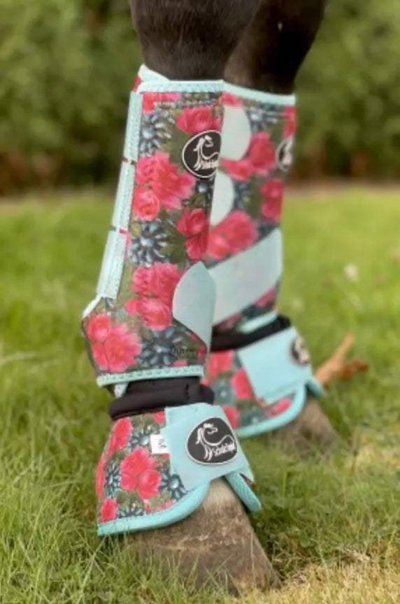 Turquoise Floral Bell Boots - 2 Pack Neon Spur