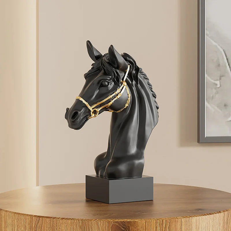 Galloping Horse Head Resin Sculpture Statue Modern Abstract Home Decor Office Desk Art Piece Elegant Gift for Equestrian Lovers Perfecsy