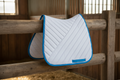 Premium Quality Cotton White Jumping Saddle Pad, Ear Bonnet & Horse Boot Set Classic Riding Gear