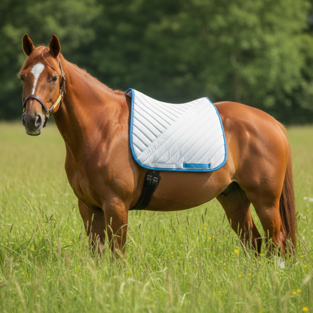Premium Quality Cotton White Jumping Saddle Pad, Ear Bonnet & Horse Boot Set Classic Riding Gear