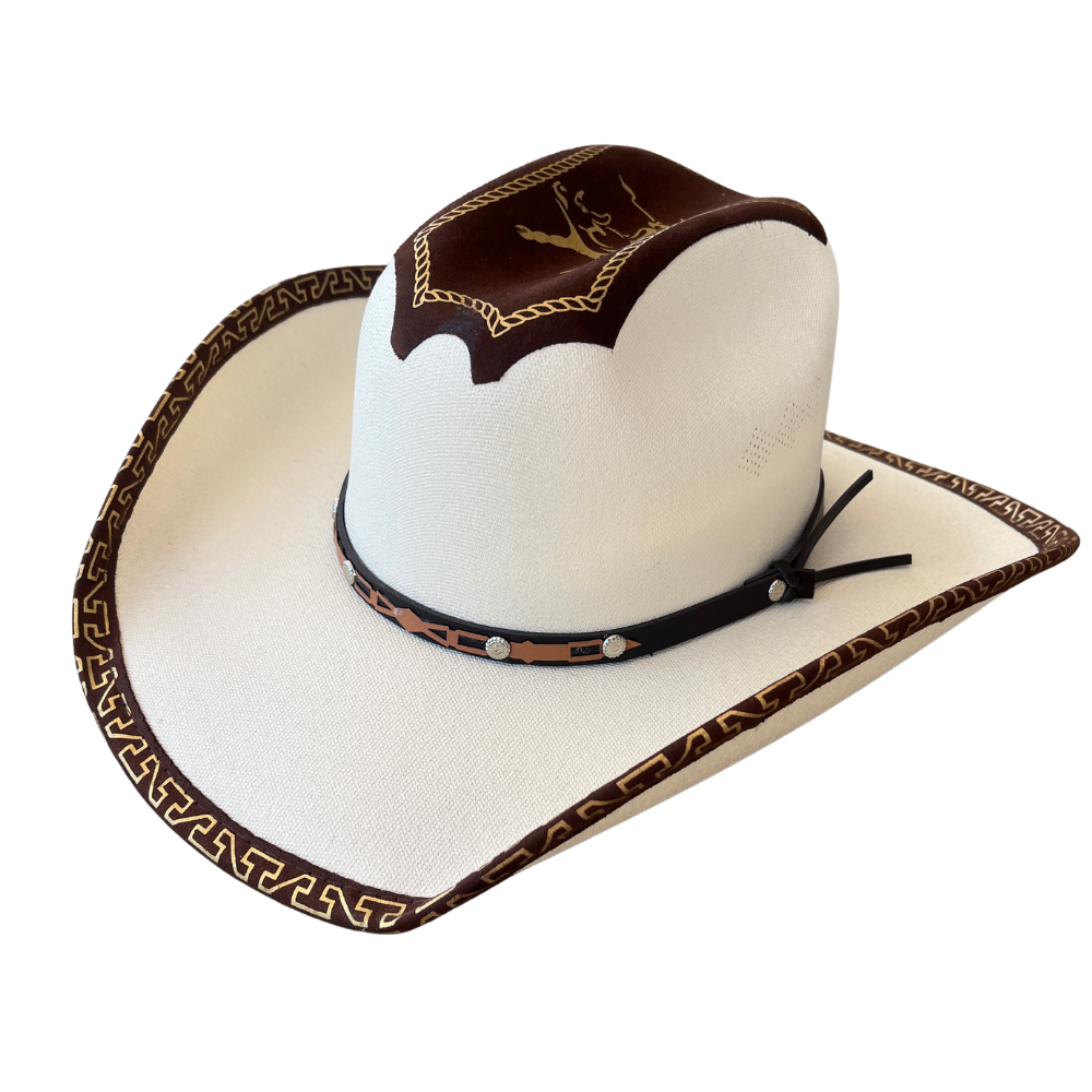 Rodeo Cowboy Hat | Brown Canvas Baja Leather