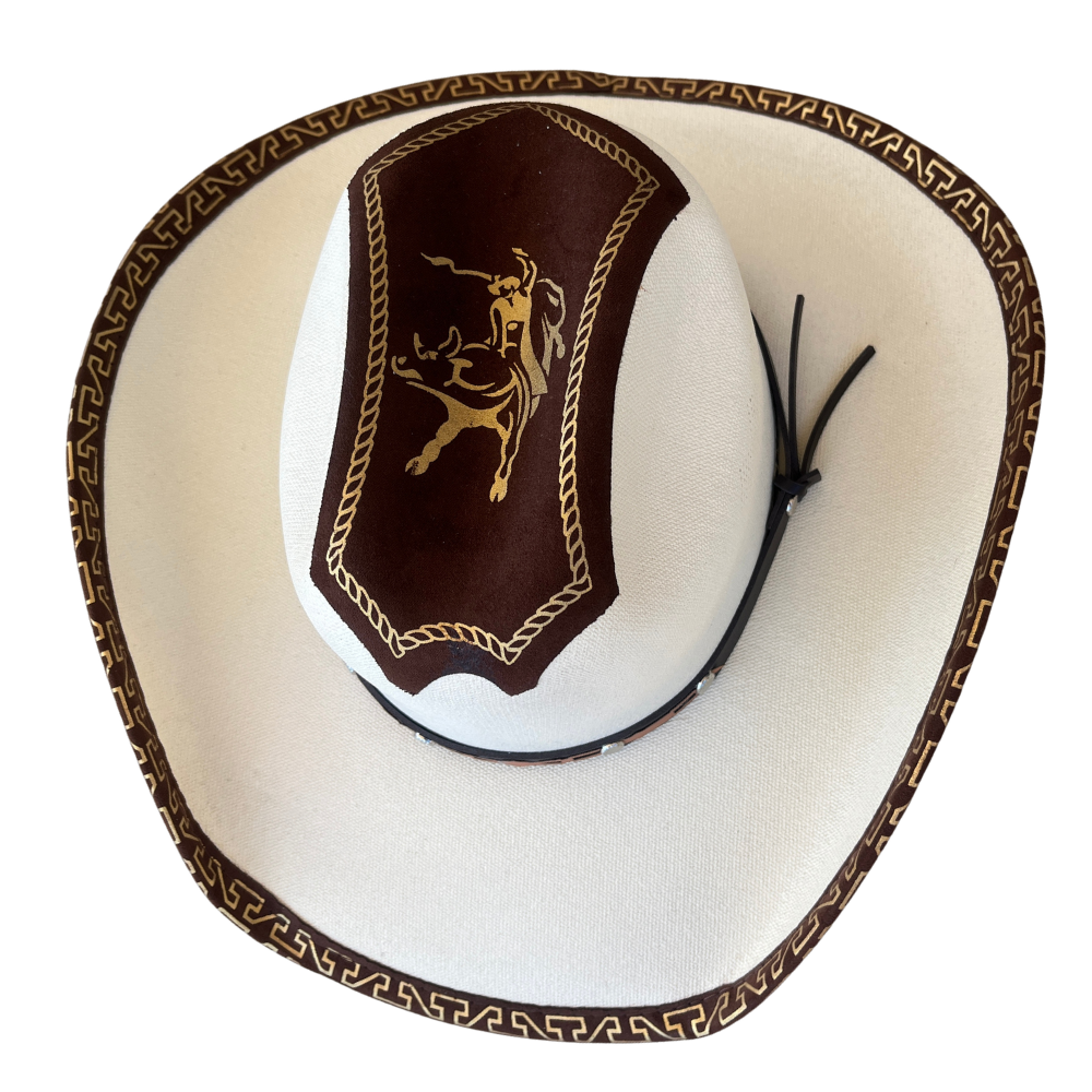 Rodeo Cowboy Hat | Brown Canvas Baja Leather