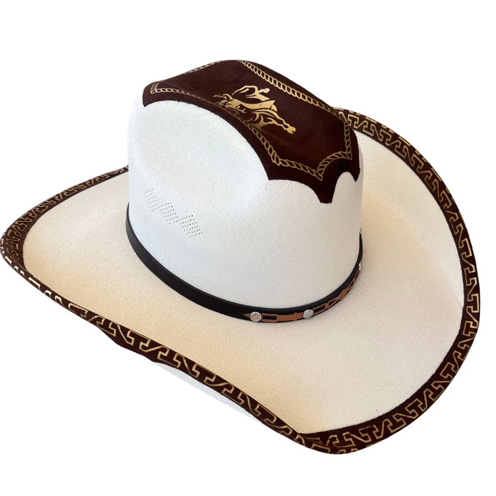 Rodeo Cowboy Hat | Brown Canvas Baja Leather