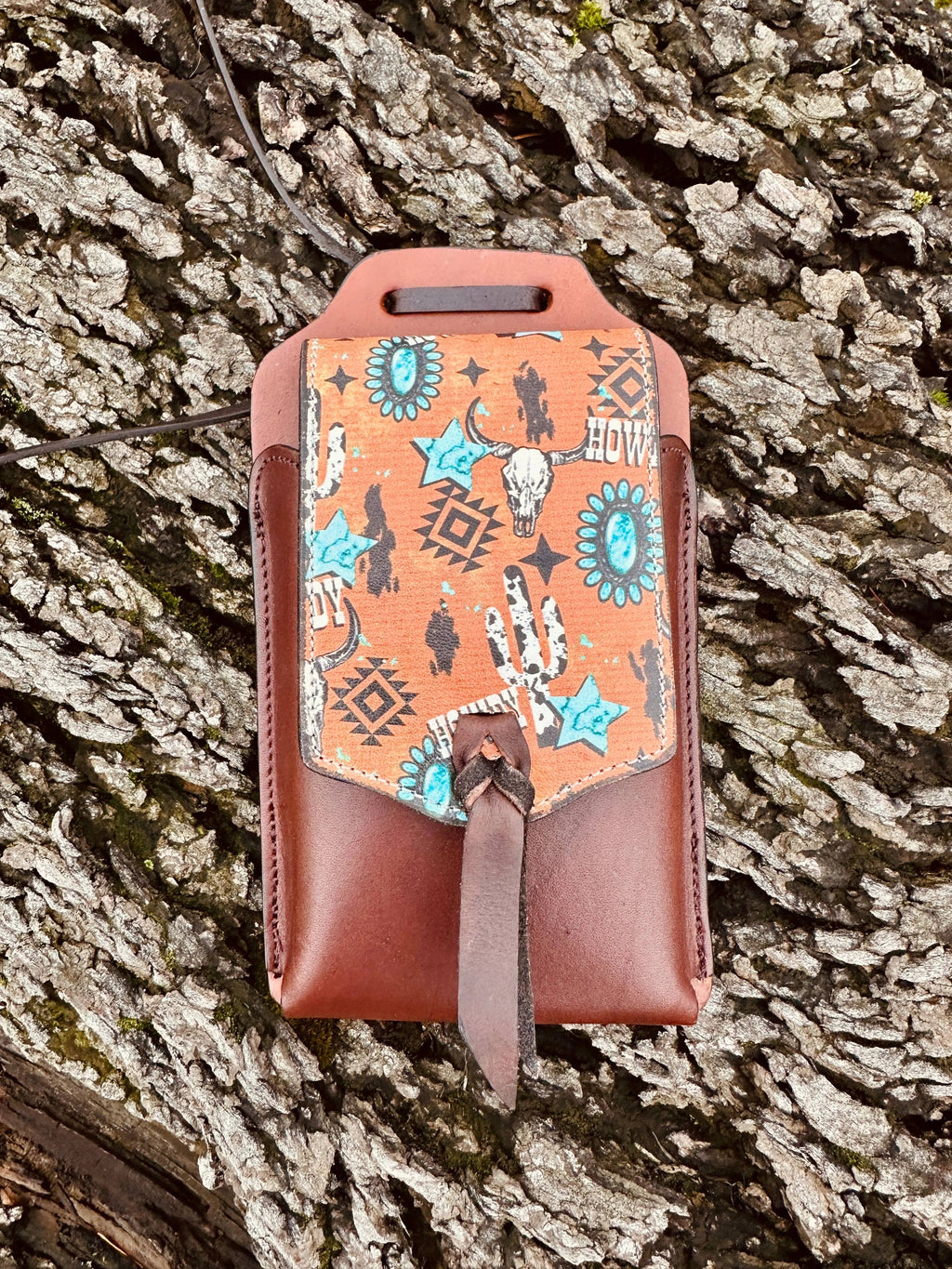 Howdy Leather Cell Phone Back Cinch Holder Neon Spur