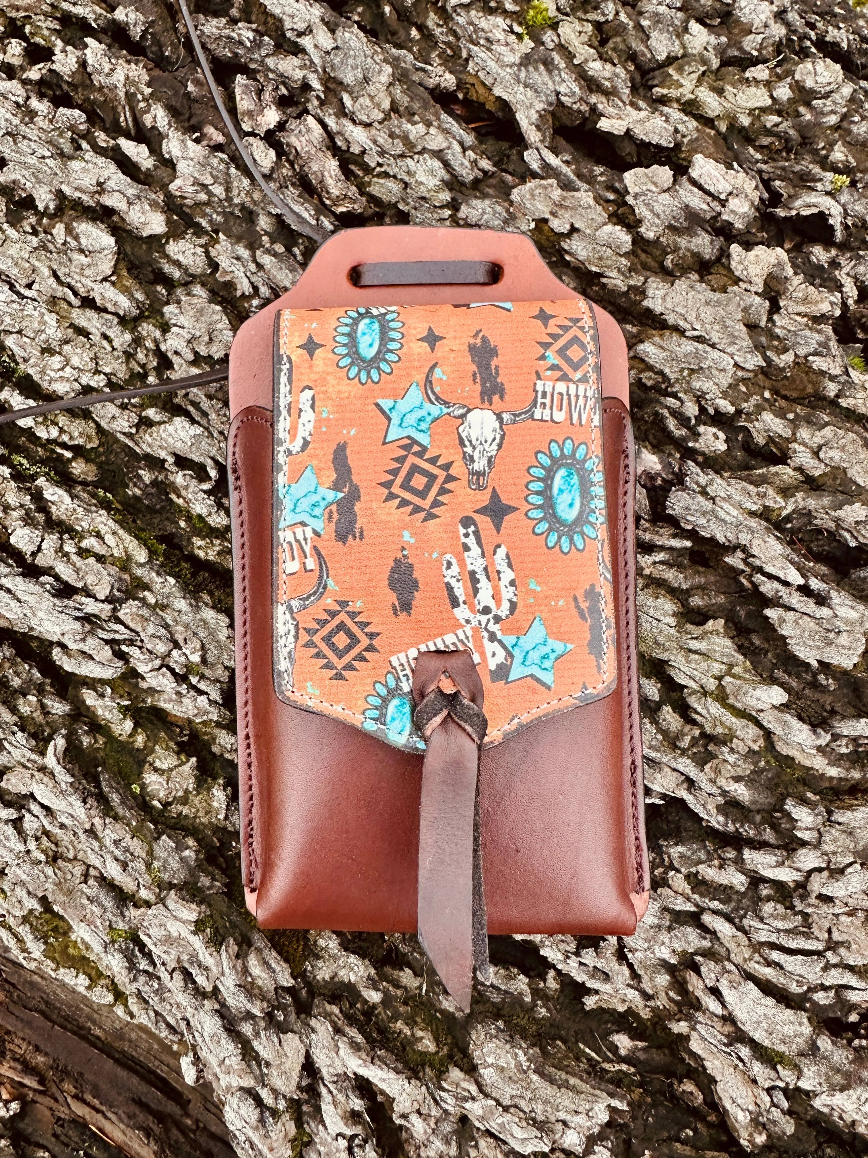 Howdy Leather Cell Phone Back Cinch Holder Neon Spur