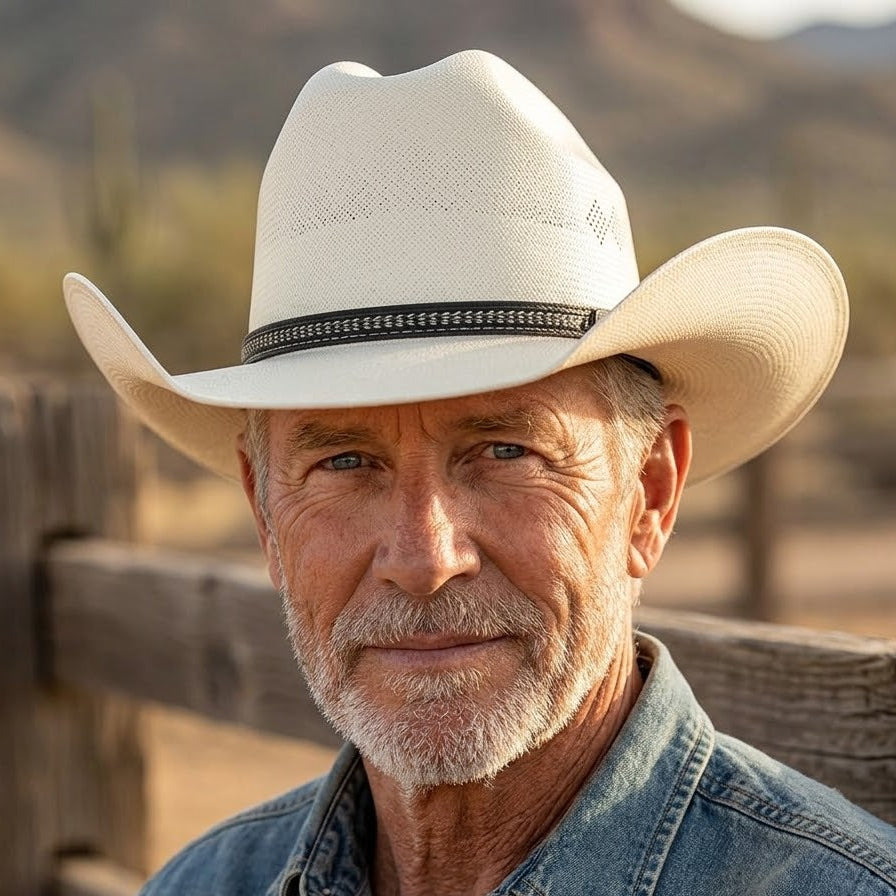 Cattlemen's Cowboy Hat | Beige Canvas Baja Leather
