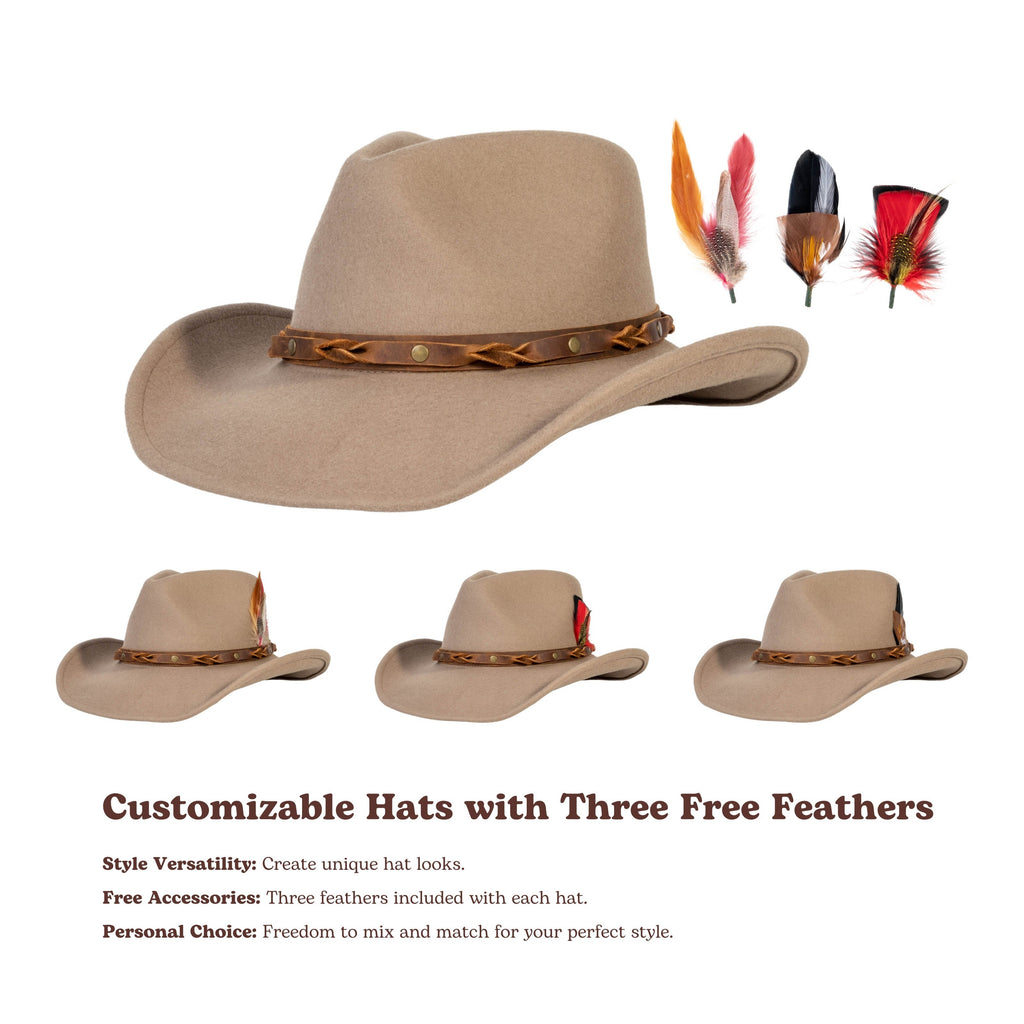 Driftwood Tan Felt Cowboy Hat Mix Brown