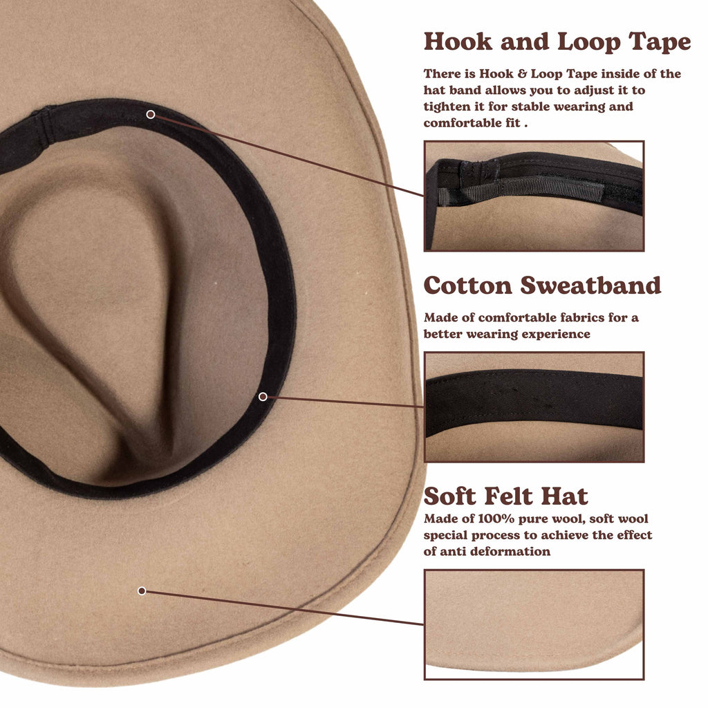 Driftwood Tan Felt Cowboy Hat Mix Brown