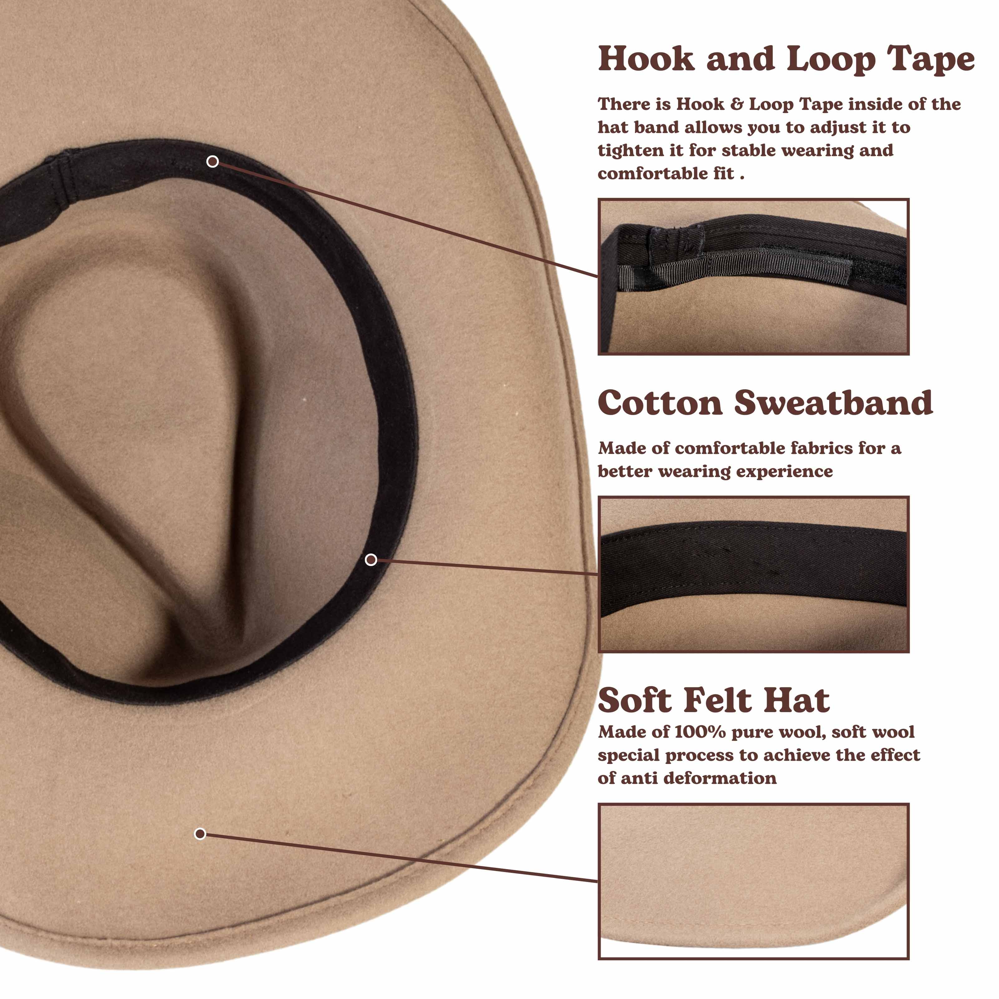 Driftwood Tan Felt Cowboy Hat Mix Brown